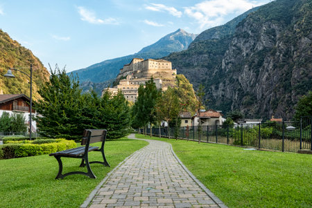 Bard fortress in the Italian Alpsの写真素材