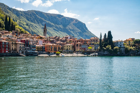 View of Varenna village on Lake Comoの写真素材