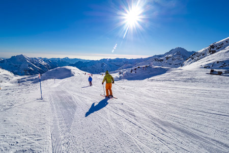 Ski slopes in Monte Rosa ski resortの写真素材