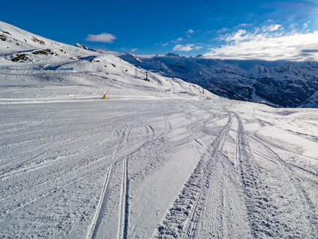 Ski slopes in Monte Rosa ski resortの写真素材