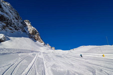 Ski slopes in Monte Rosa ski resortの写真素材