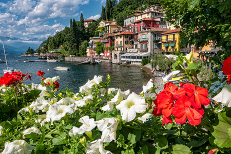 Landscape of Varenna a village on Lake Comoの写真素材