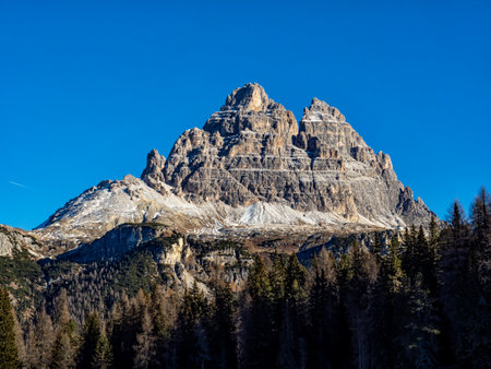 Landscape of Tre Cime di Lavaredo peakの写真素材