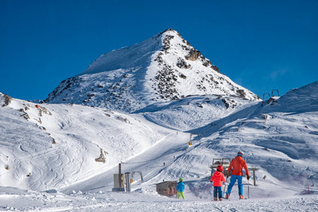 Ski slope in Macugnaga ski resortの写真素材