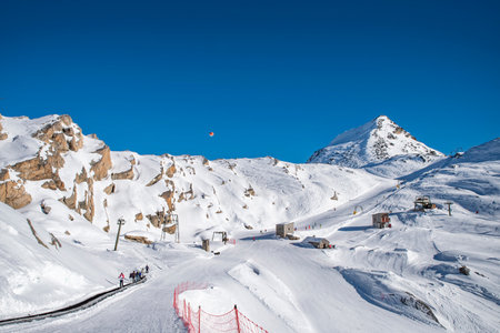 Ski slope in Macugnaga ski resortの写真素材