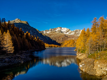 Autumn landscape in Alpe Deveroの写真素材