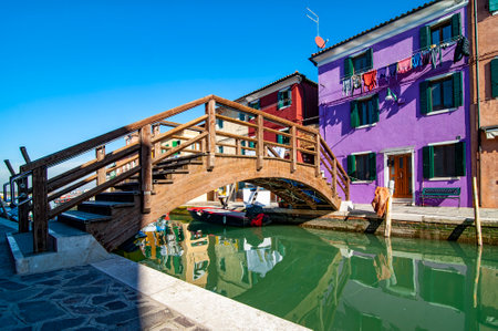 Typical canal of the island of Buranoの写真素材
