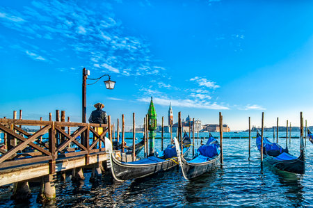 Sunset scene of Venice lagoonの写真素材