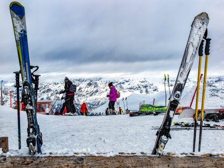 Skiers on the slopes of Bormio resort