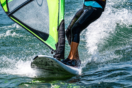 Detail of a windsurfing rideの写真素材