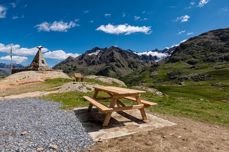 Landscape of Gavia Pass in the Italian Alpsの写真素材