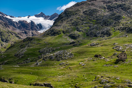 Landscape of Gavia Pass in the Italian Alpsの写真素材