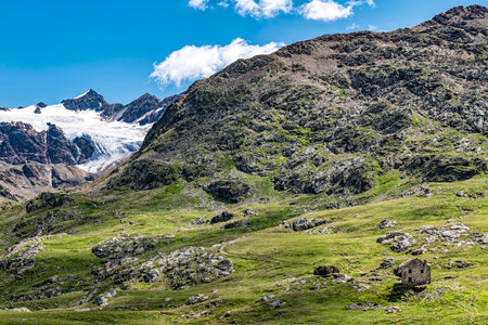 Landscape of Gavia Pass in the Italian Alpsの写真素材