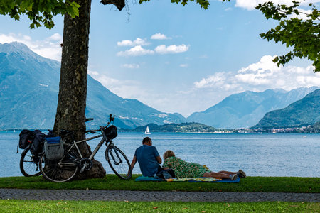 Relaxing scene on Lake Comoの写真素材