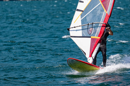 Windsurfing scene on Lake Como detailの写真素材