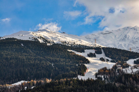 Ski slopes in Bormio resortの写真素材