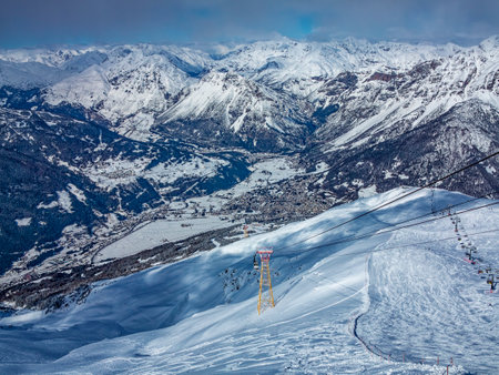 Ski slopes in Bormio resort areaの写真素材