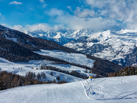 Ski slopes in Pila Ski resortの写真素材