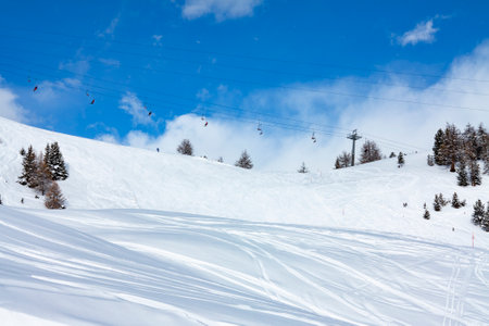 Ski slopes in Pila Ski resortの写真素材