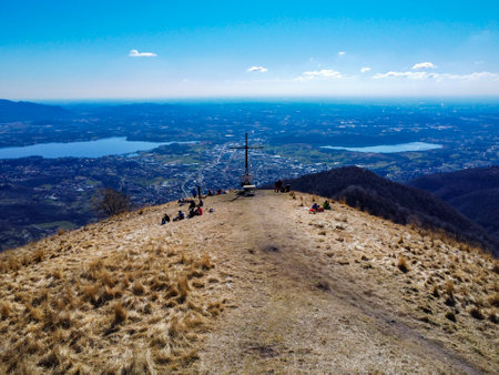 Landscape of Brianza from Mount Puscioの写真素材