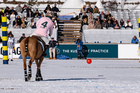 St. Moritz - January 28, 2024: Game actions and awards ceremony at the Snow Polo World Cup St.Moritz 2024 finalsのeditorial素材