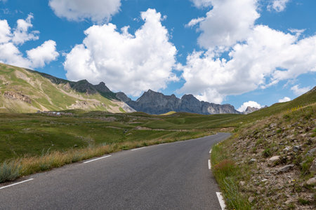 View of the road to Col de la Bonette in Franceの写真素材