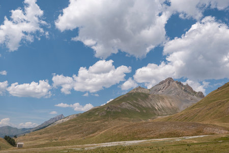 View of the mountains of Oronaye valley in Franceの写真素材