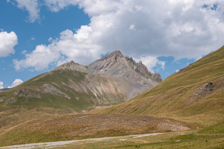 View of the mountains of Oronaye valley in Franceの写真素材