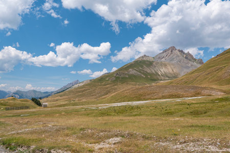 View of the mountains of Oronaye valley in Franceの写真素材