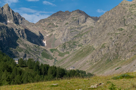 View of the Ischiator valley next tho the Migliorero refugeeの写真素材