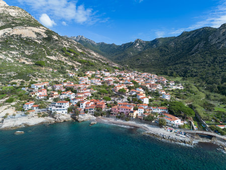 View of Pomonte village on Elba Islandの写真素材