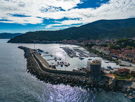 View of Marciana Marina town in Elba Islandの写真素材
