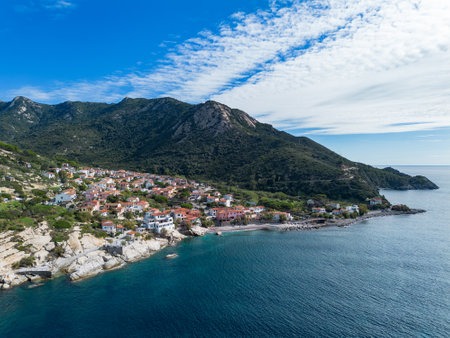 View of Pomonte village on Elba Islandの写真素材