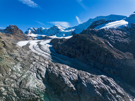 The glacier of Morteratsch in Engadineの写真素材