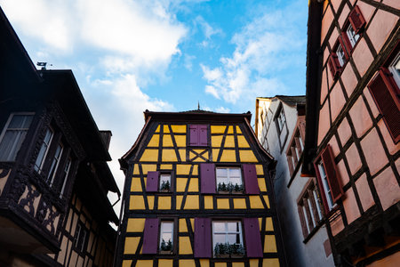 Building facades in Alsace during christmas periodの写真素材