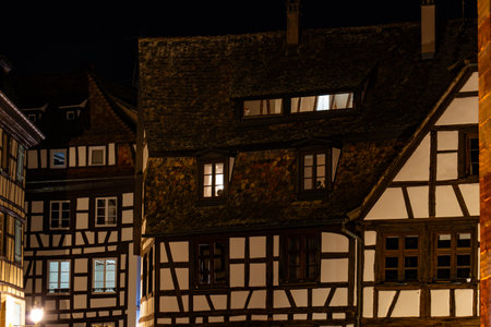 Building facades in the town of Strasbourg in christmas timeの写真素材