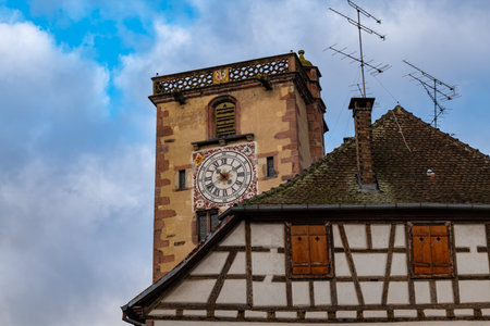 Building facades in Alsace during christmas periodの写真素材