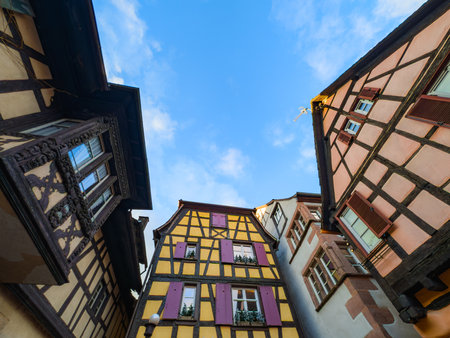Building facades in Alsace during christmas periodの写真素材