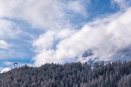 Snowy landscape in the alps of Sankt Moritzの写真素材