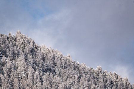 Snowy landscape in the alps of Sankt Moritzの写真素材