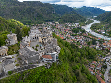 View of the Sacred Mount of Varallo Sesiaの写真素材
