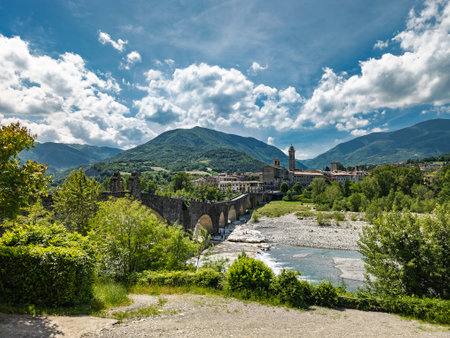 View of the famous bridge of Bobbio town