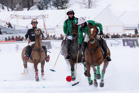 St. Moritz - January 25, 2026: Game actions and awards ceremony at the Snow Polo World Cup St.Moritz 2026 finalsのeditorial素材