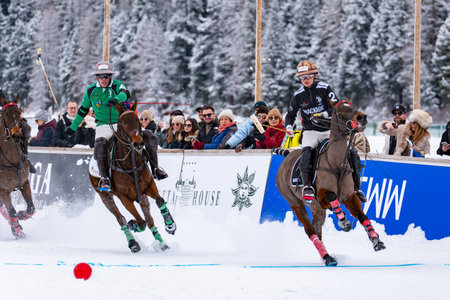 St. Moritz - January 25, 2026: Game actions and awards ceremony at the Snow Polo World Cup St.Moritz 2026 finalsのeditorial素材