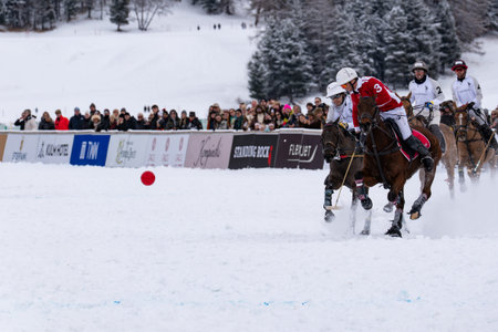 St. Moritz - January 25, 2026: Game actions and awards ceremony at the Snow Polo World Cup St.Moritz 2026 finalsのeditorial素材