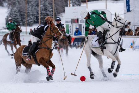 St. Moritz - January 25, 2026: Game actions and awards ceremony at the Snow Polo World Cup St.Moritz 2026 finalsのeditorial素材