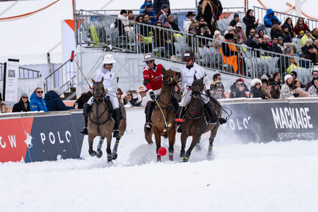 St. Moritz - January 25, 2026: Game actions and awards ceremony at the Snow Polo World Cup St.Moritz 2026 finalsのeditorial素材