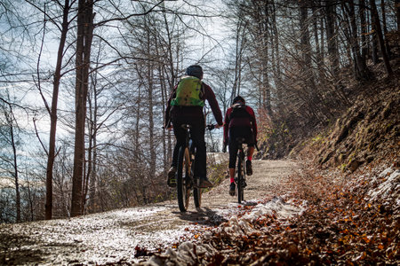 Mountain bike scene in the Italian alps