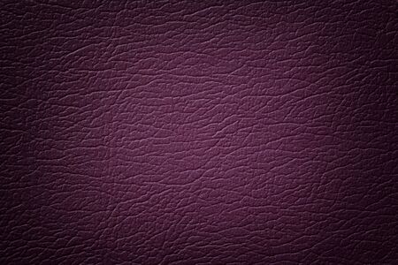 Dark purple leather texture background, closeup. Violet cracked backdrop from wrinkle skin, structure of textile with vignette.の写真素材