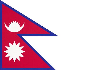 Nepal national fabric flag, textile background. Symbol of Asian international world country. Asia state official sign.の写真素材